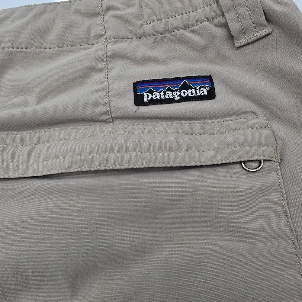 Patagonia Mens Size 36 Nylon Hiking Cargo Pants Tan Cuffed Hem Outdoor